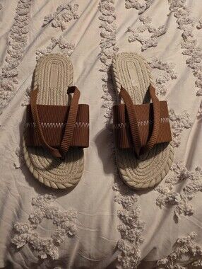 Casual Tan Braided-Detail Slide Sandals